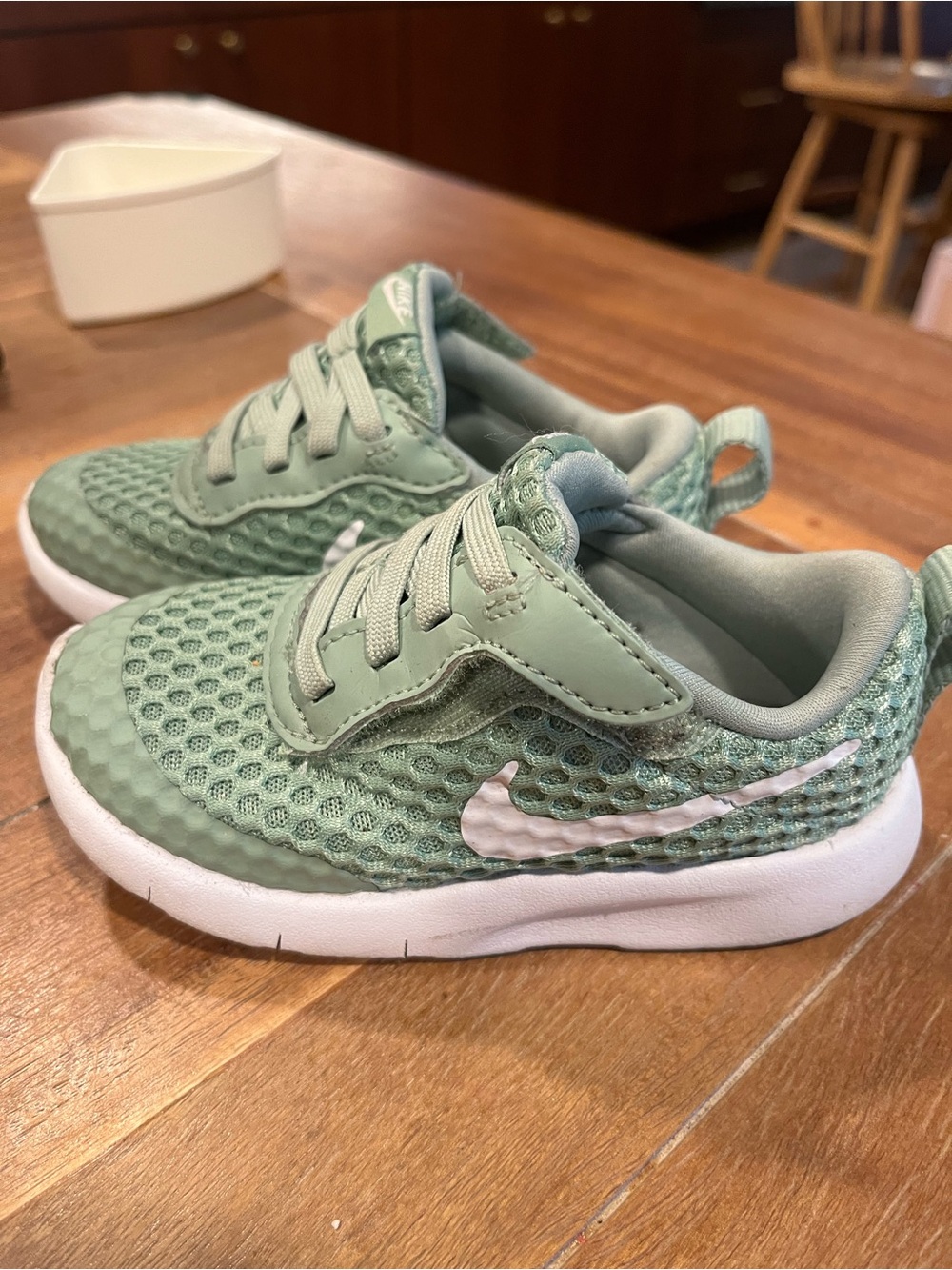 Nike Kids Mint Green Mesh Sneakers with White Swoosh